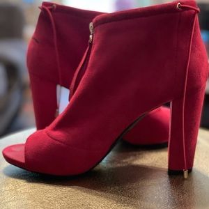 Red suede bootie